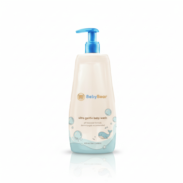 BebyBear Deeply Nourishing Body Wash For Babies - 400 ml | Infused with Coconut Oil, Orange Essential Oil & Aloe Vera Extract | Deeply Nourishing | Tear-Free Cleanser